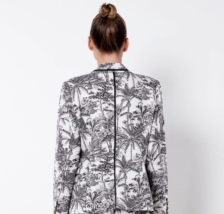 Beautiful - Lovelight Blazer Lightweight Linen Blend Black & White Print- Great Condition Size 12-14