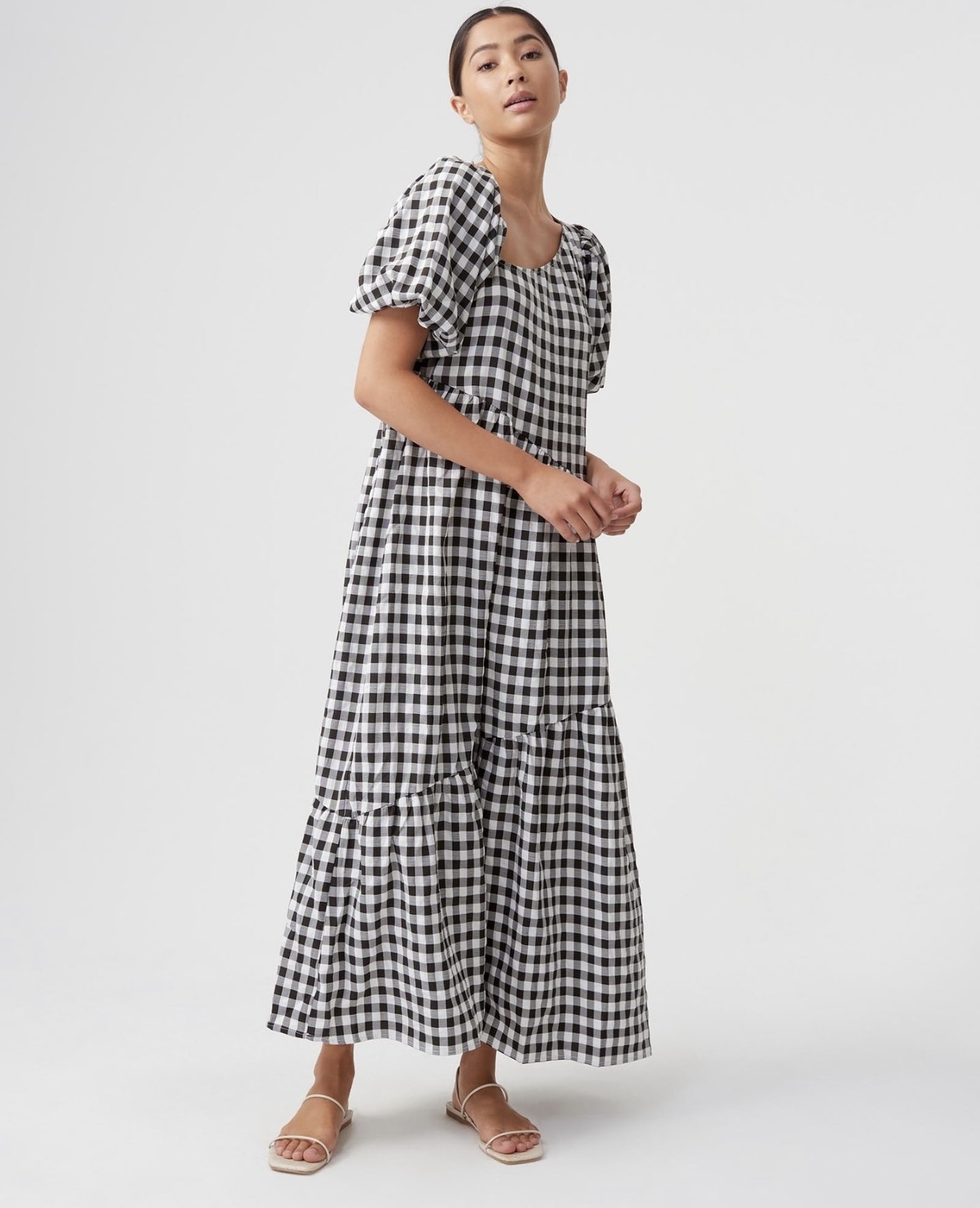 Gingham Asymmetric Maxi Dress – Size 18