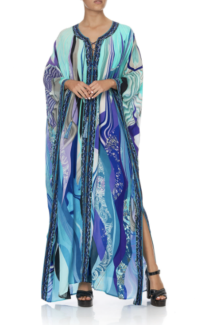 Water is Wanderlust- Long Lace up Kaftan