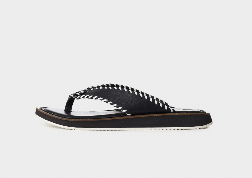 Cruella whipstitched leather thong sandals