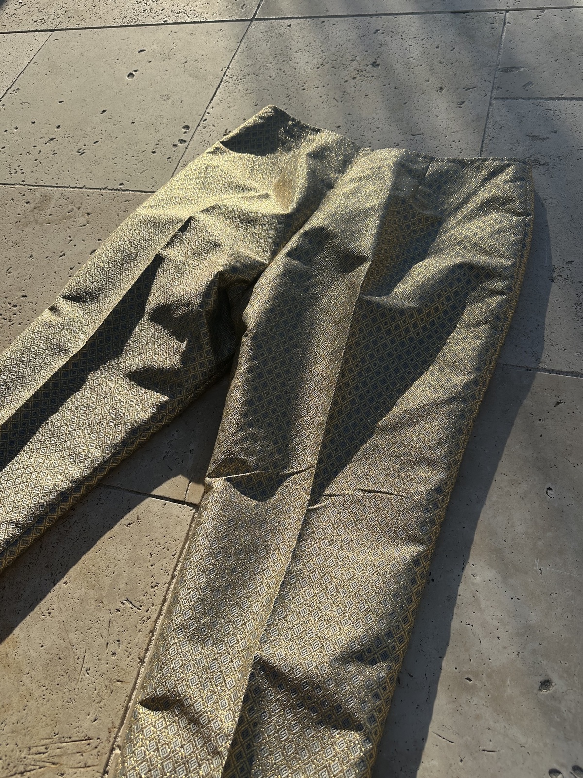 gold lurex pants, size 12 (46small),
