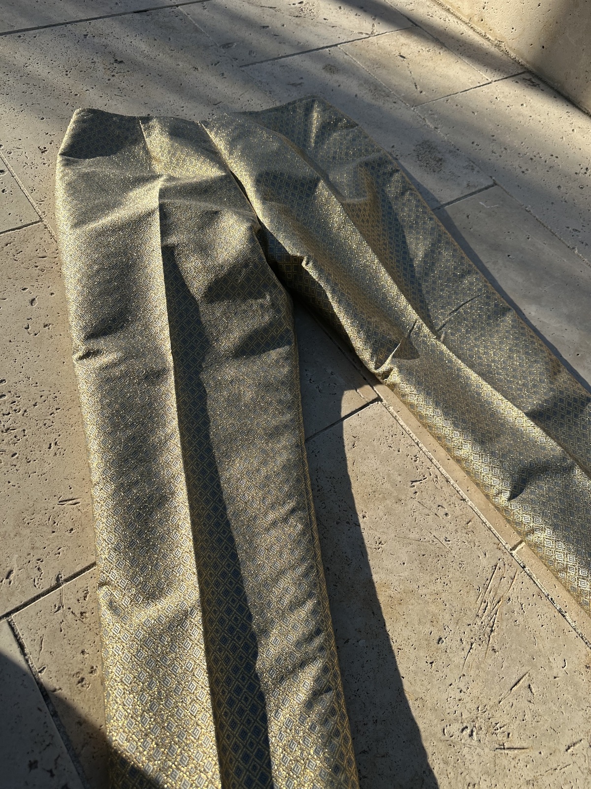 gold lurex pants, size 12 (46small),