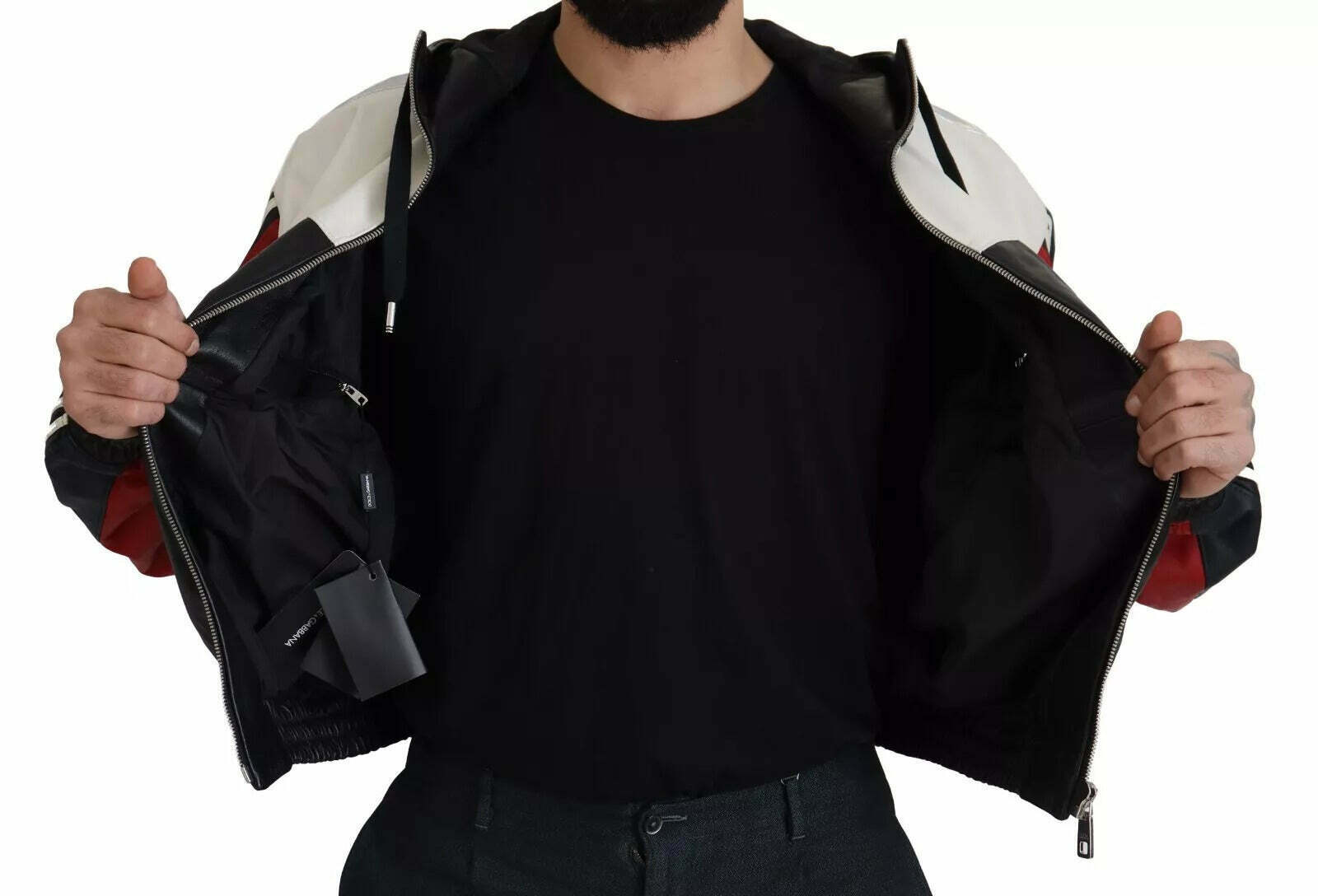 Leather Hooded Blouson Jacket - Black / 52 IT