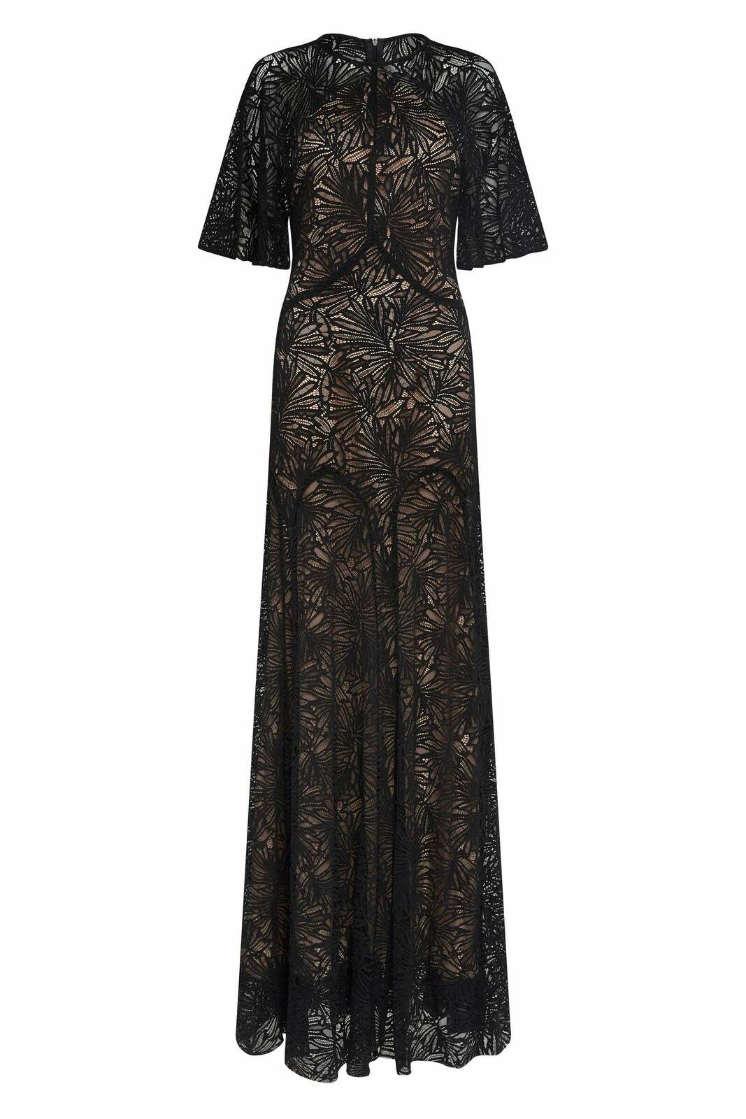 BLACK DEMETER LACE GODET DRESS