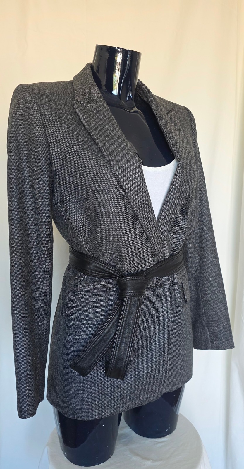 Belted wool-blend blazer