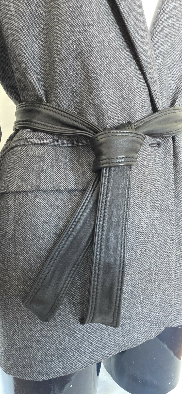 Belted wool-blend blazer