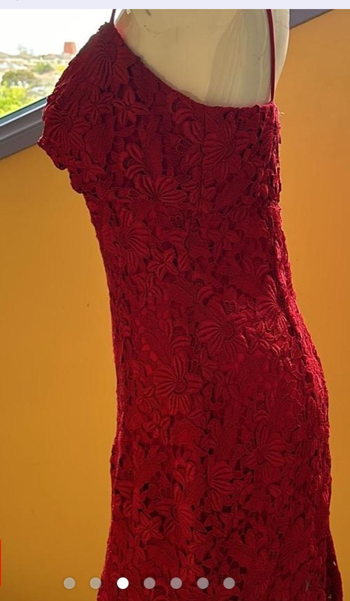 red lace designer midi dress, size 10. Small.