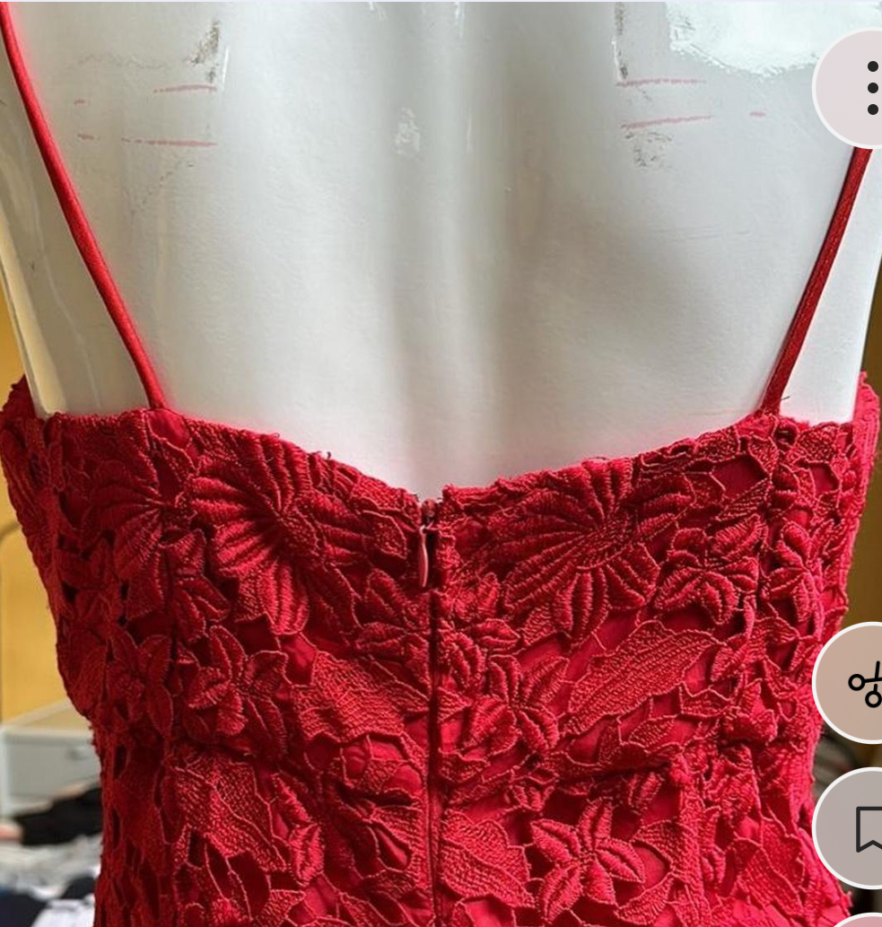 red lace designer midi dress, size 10. Small.