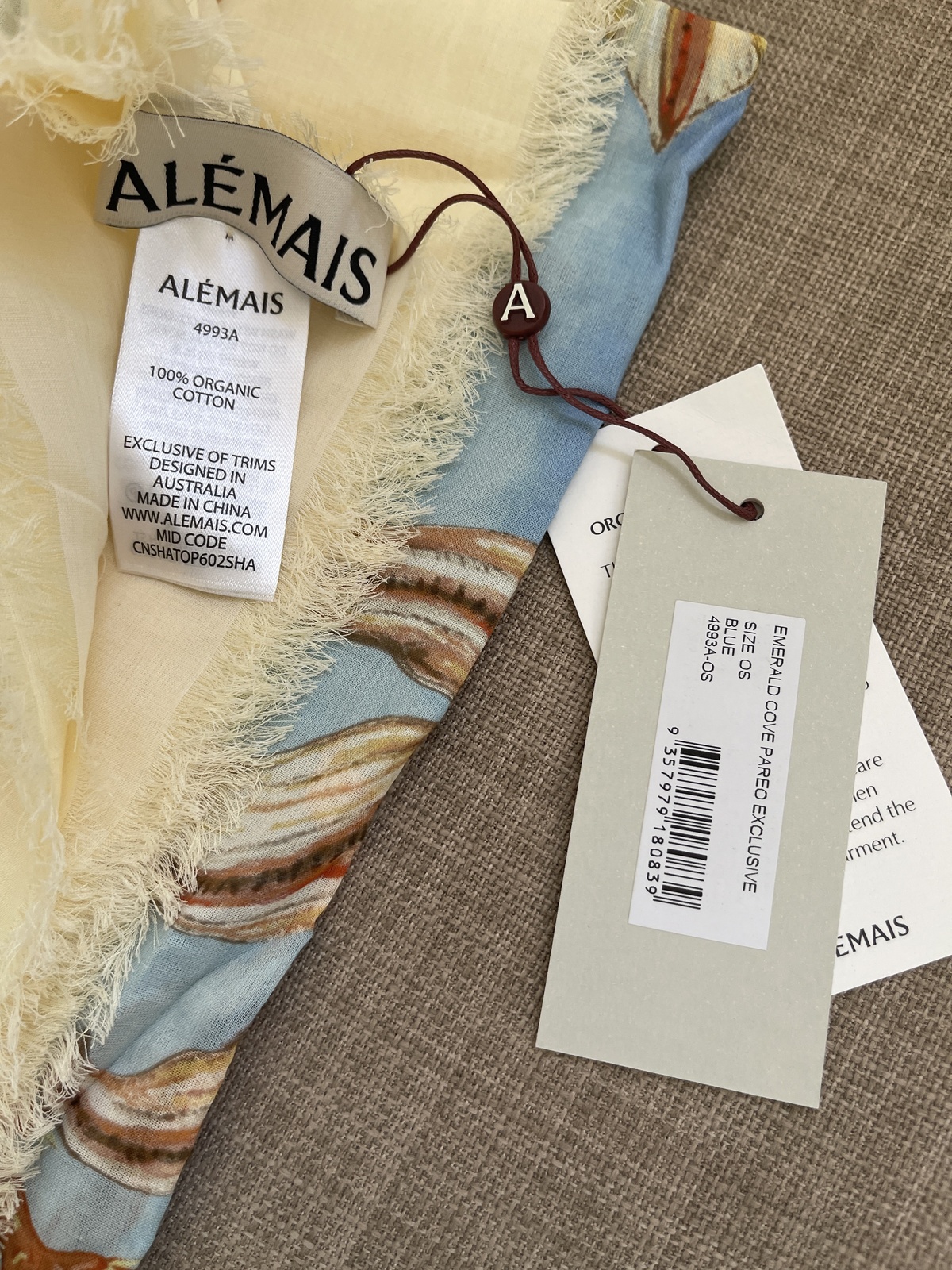 Emerald Cove frayed organic cotton-voile pareo