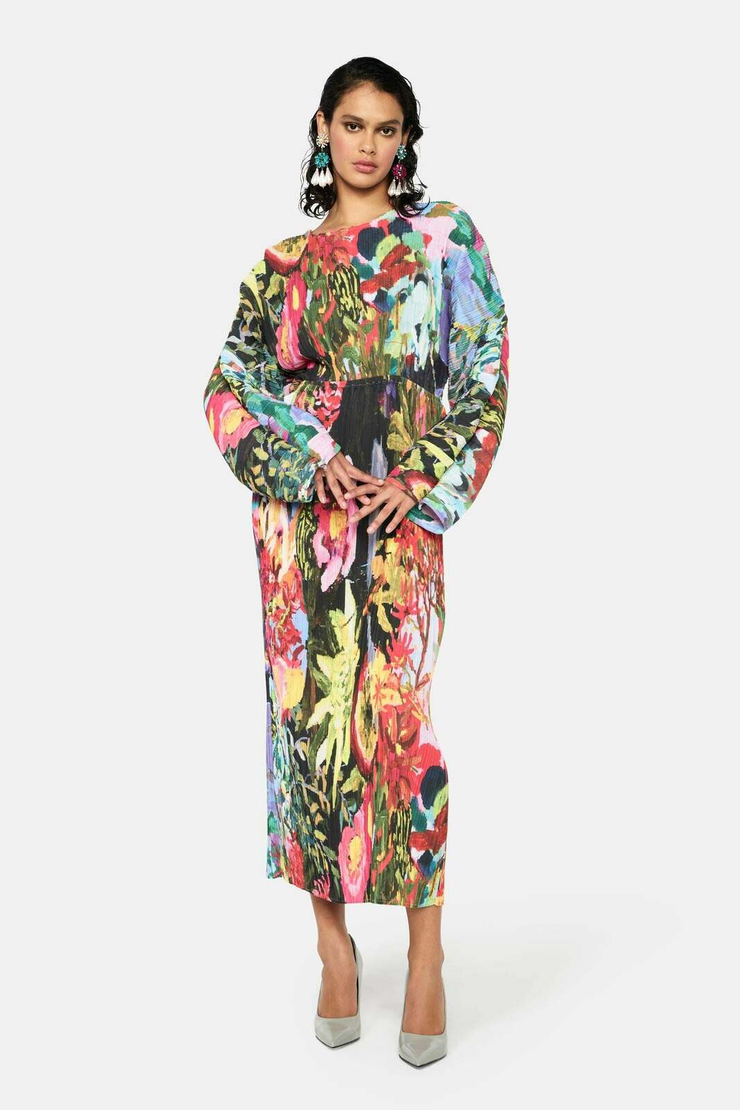 Neon Bush Pleated Dress