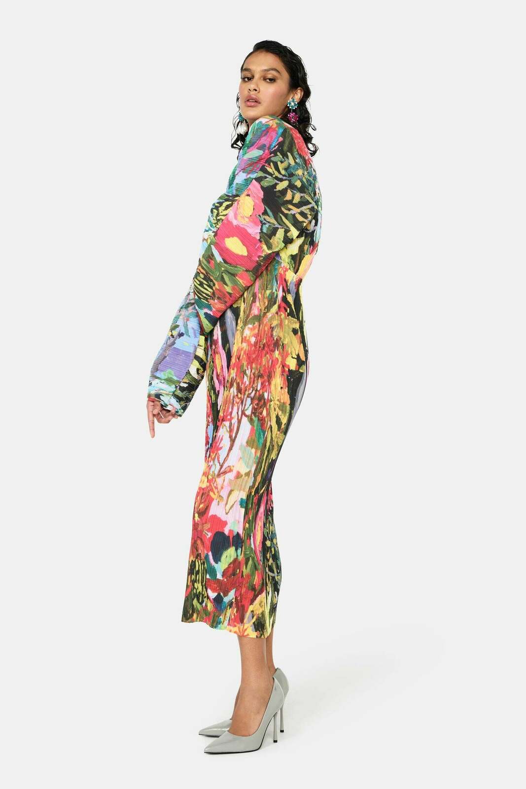 Neon Bush Pleated Dress