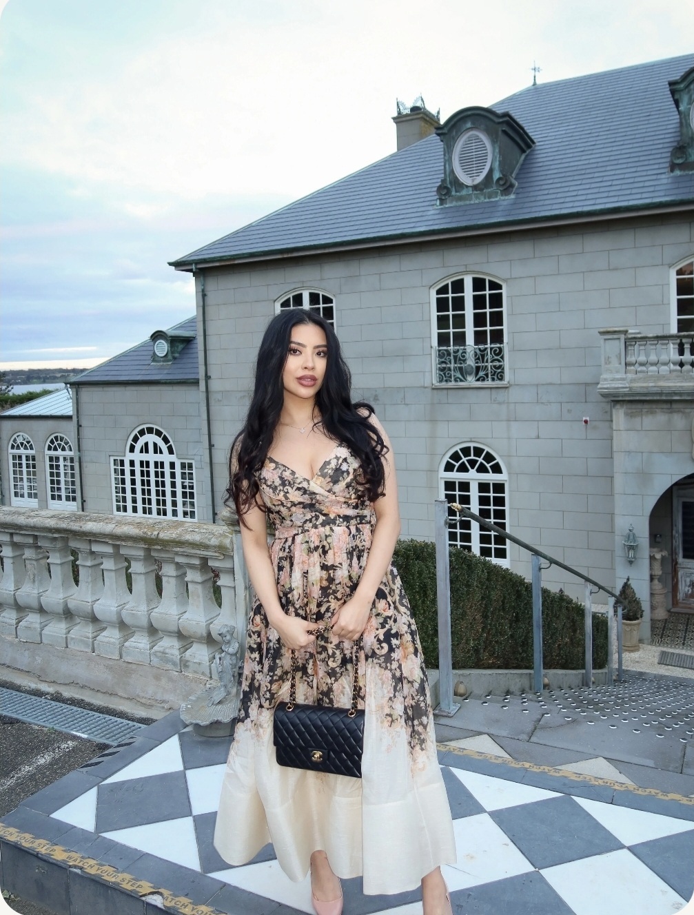 Illustration Midi Dress Tea Rococo Floral Size 3/AU14