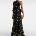 zimmermann crush ruffle halter maxi dress Zimmermann The Crush Ruffle Halter Maxi Dress in Black/Cream Dot Size 0 /  AU 8