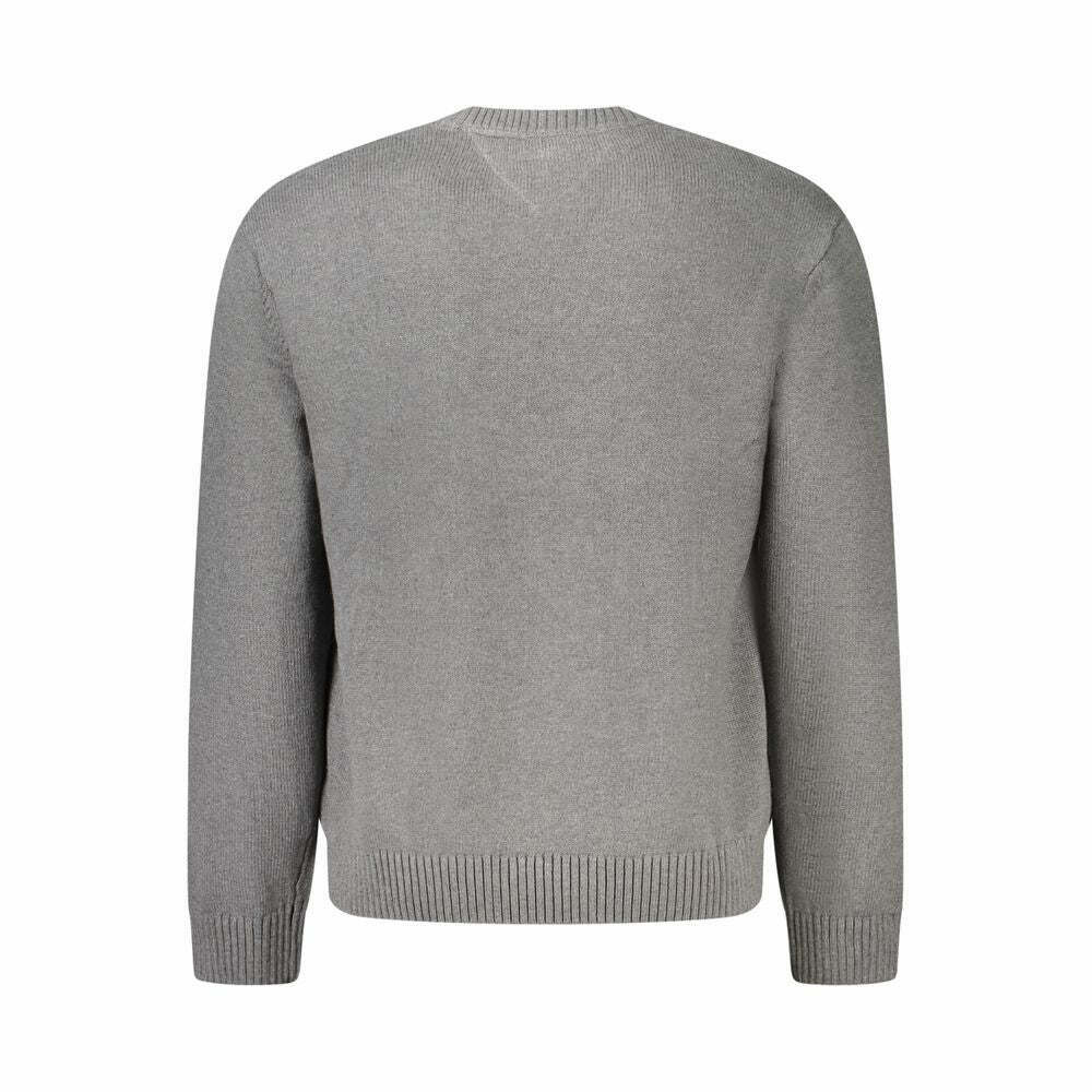 Cotton Sweater with Ribbed Cuffs and Hem - Gray / M