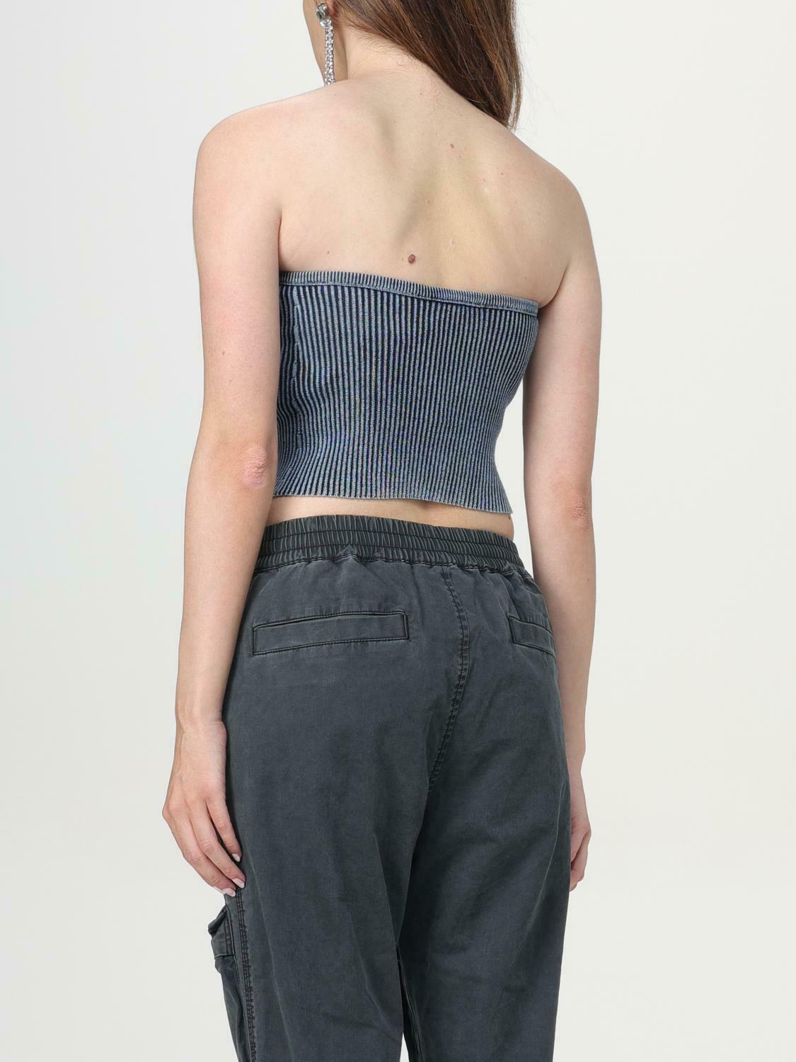 Ribbed Strapless Top Cutout Detail - Denim / S EU