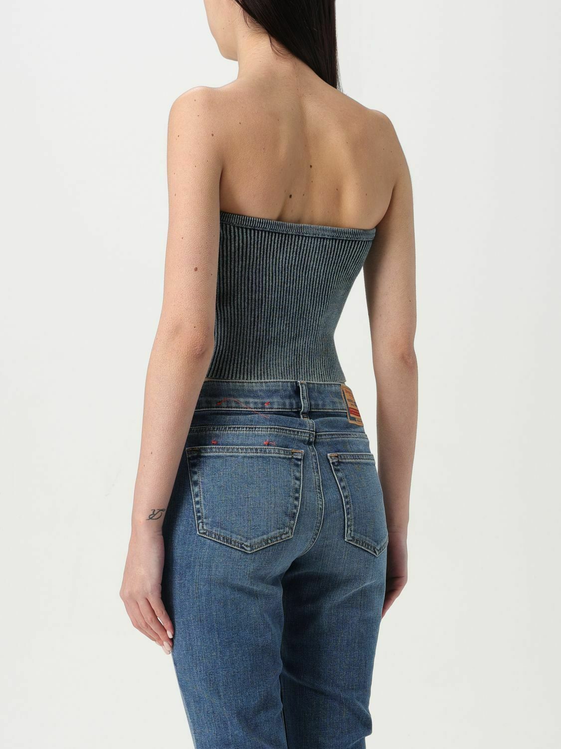 Ribbed Strapless Top CutOut Detail