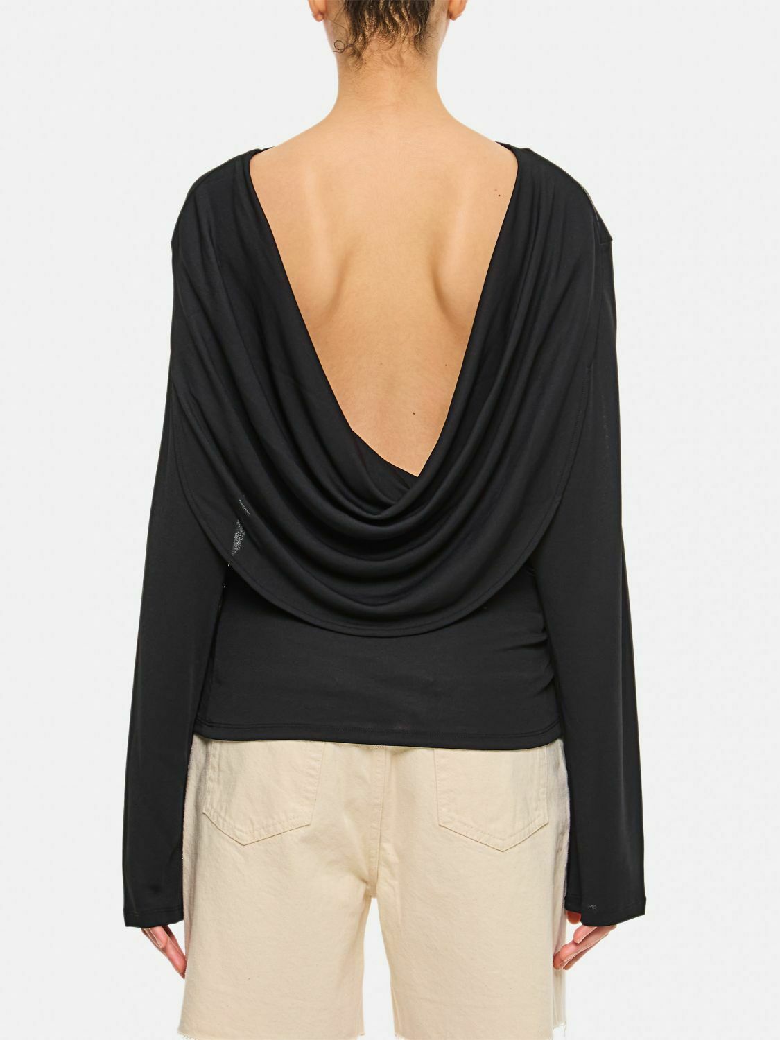 Stylish Cropped Top with Wrap Detail - Black / L EU
