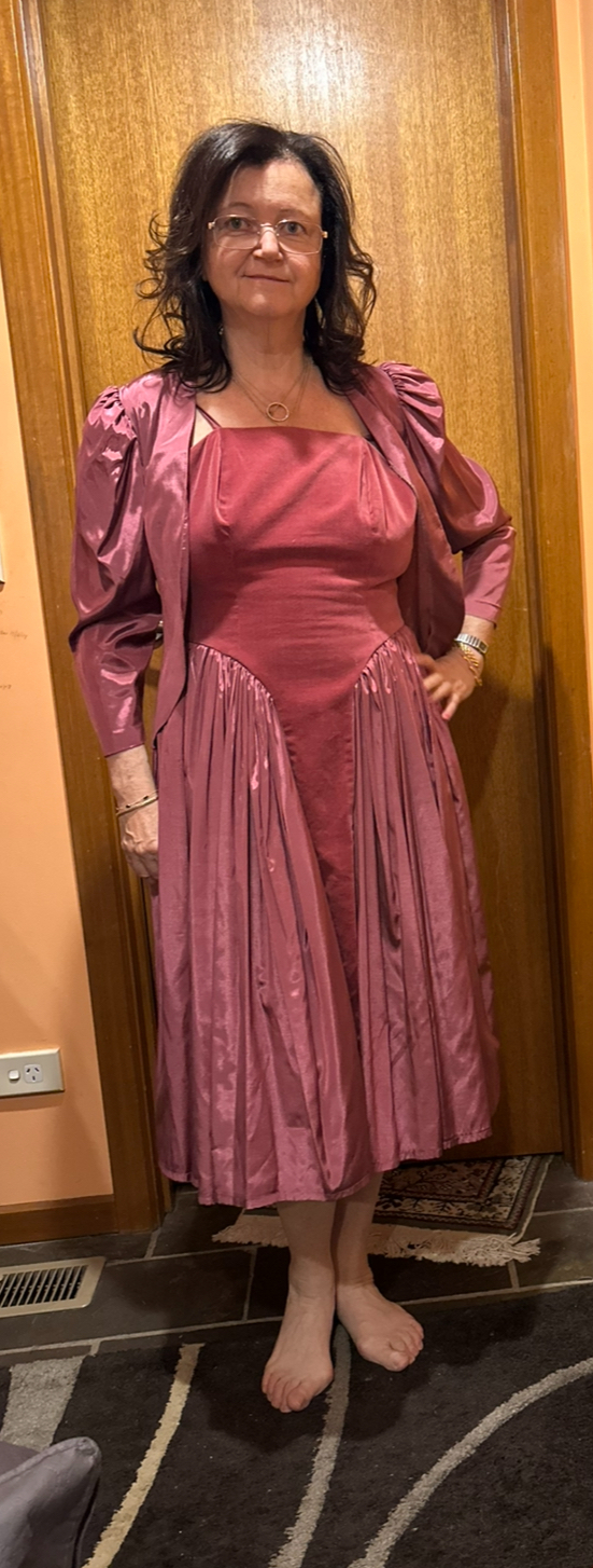 Plum silk and velvet vintage dress