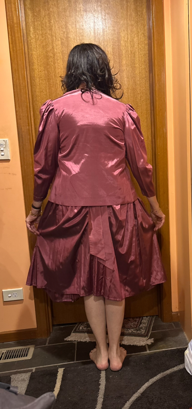 Plum silk and velvet vintage dress