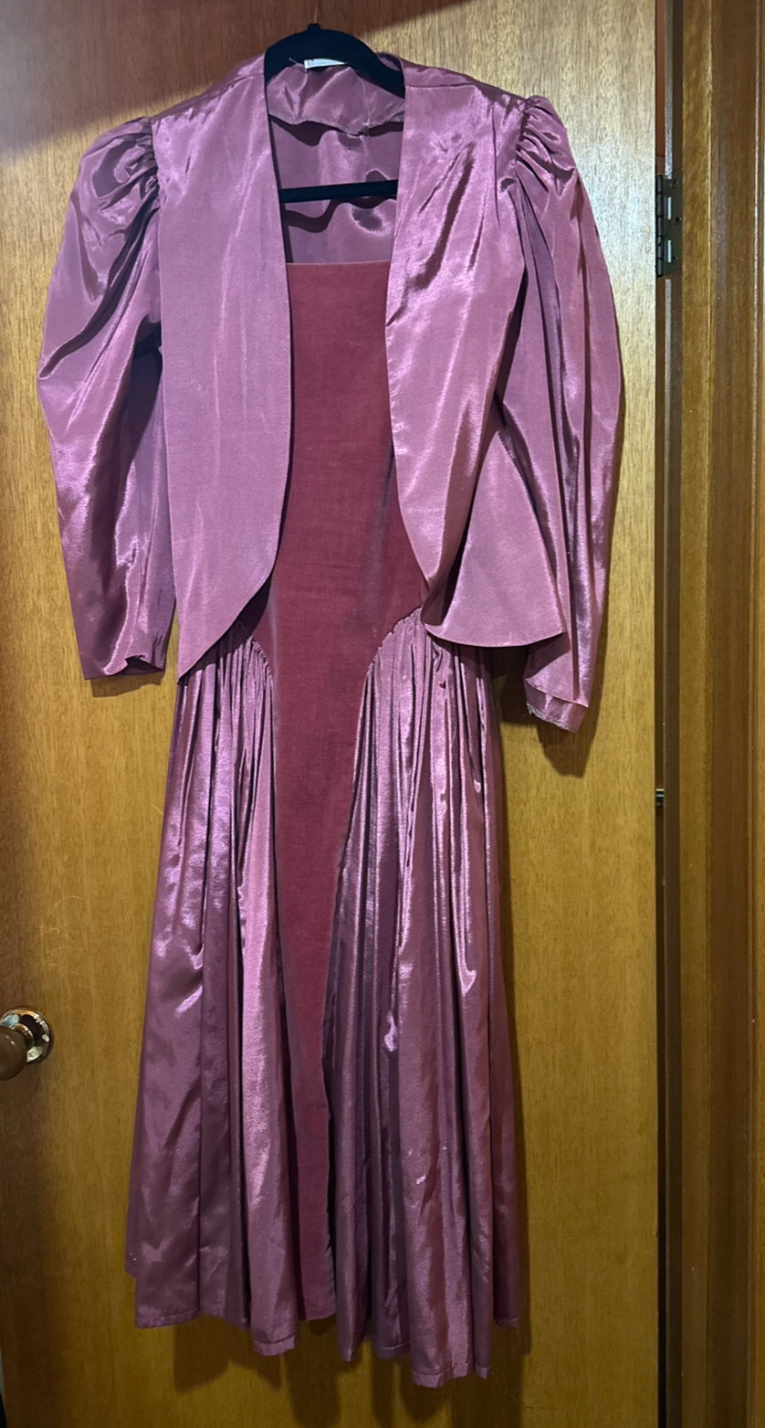 Plum silk and velvet vintage dress
