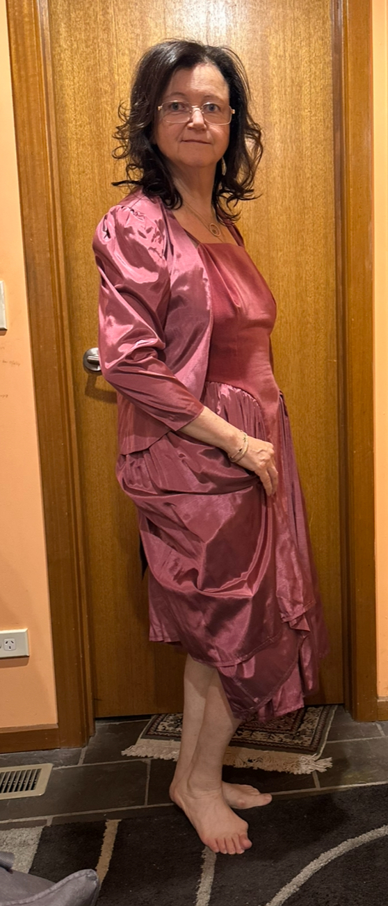 Plum silk and velvet vintage dress