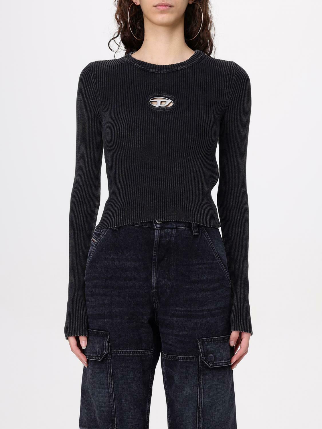 Ribbed Knit Pullover Sweater CutOut Detail - Black / S EU