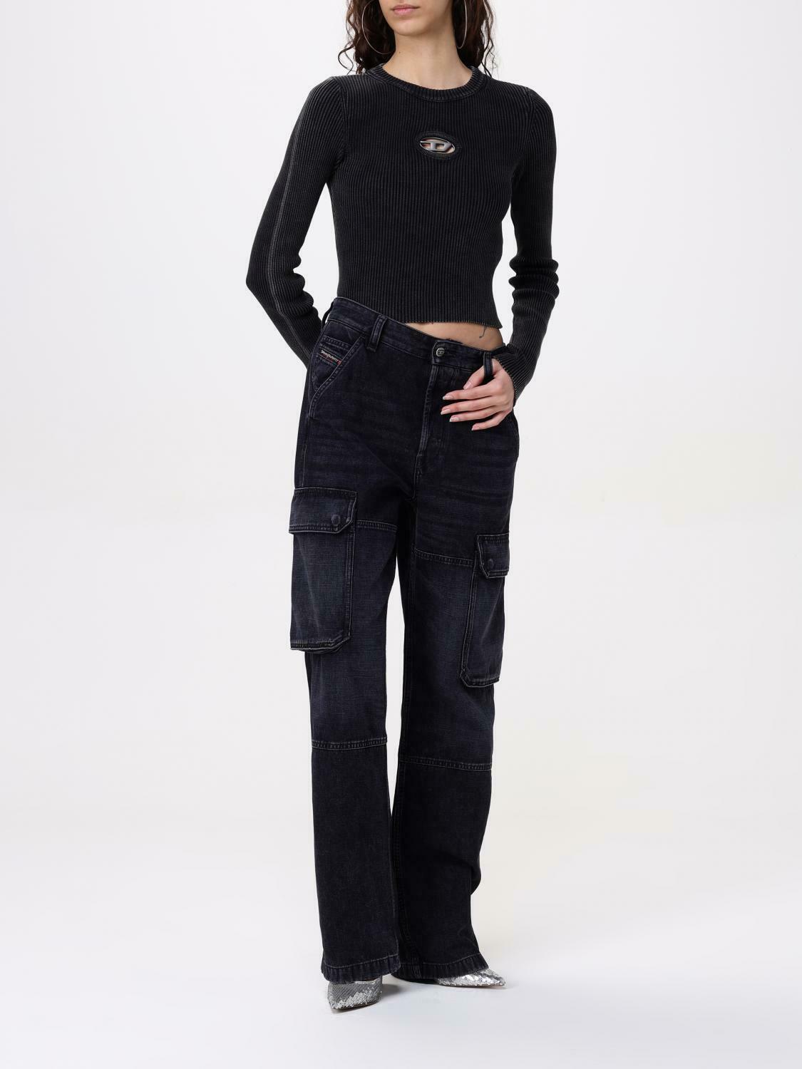 Ribbed Knit Pullover Sweater CutOut Detail - Black / S EU