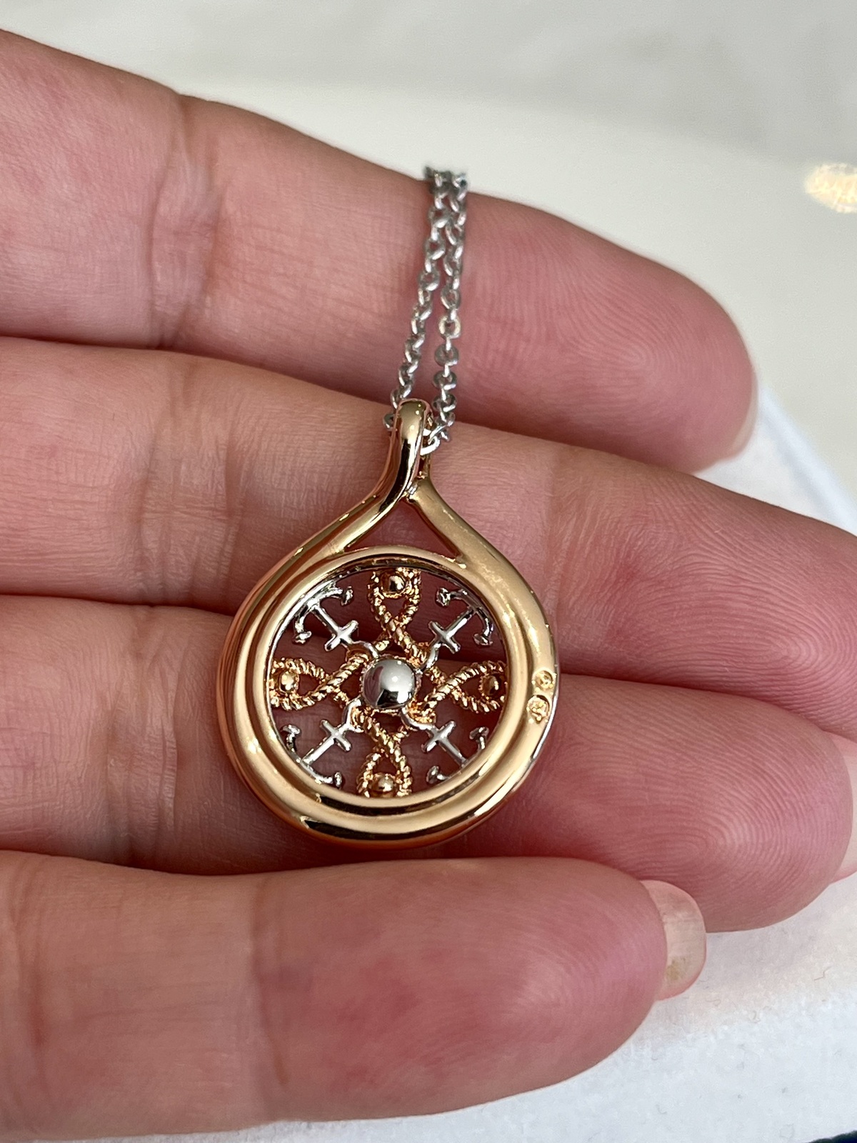 RETIRED SWAROVSKI ANCHOR & KNOT TWO-TONED PENDANT NECKLACE