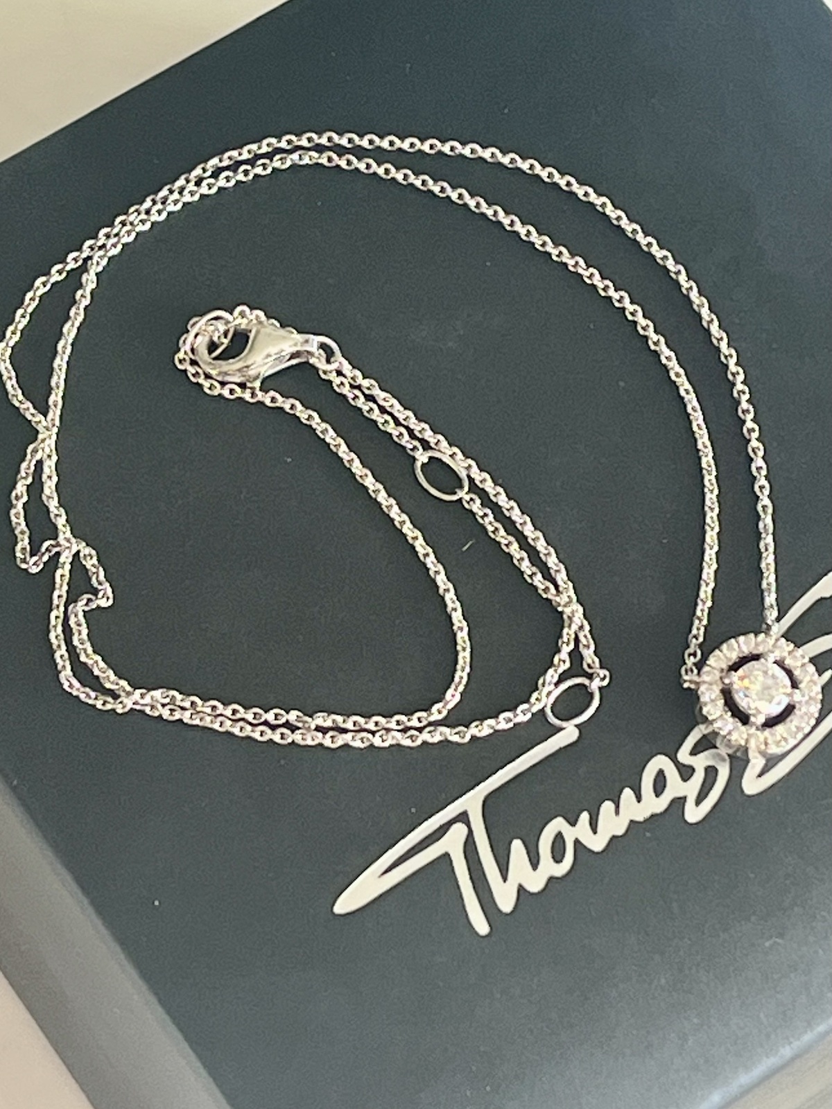 COLLIER PAVE CIRCLE NECKLACE SS WITH CLEAR ZIRCONIAS -RRP $199