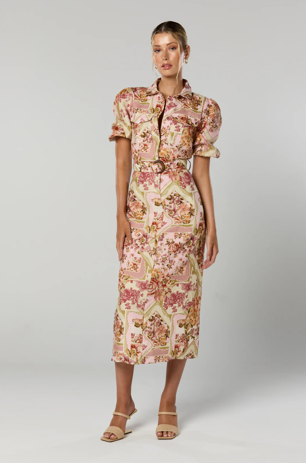 Vaughn Belted Dress. Vintage Floral Print. 