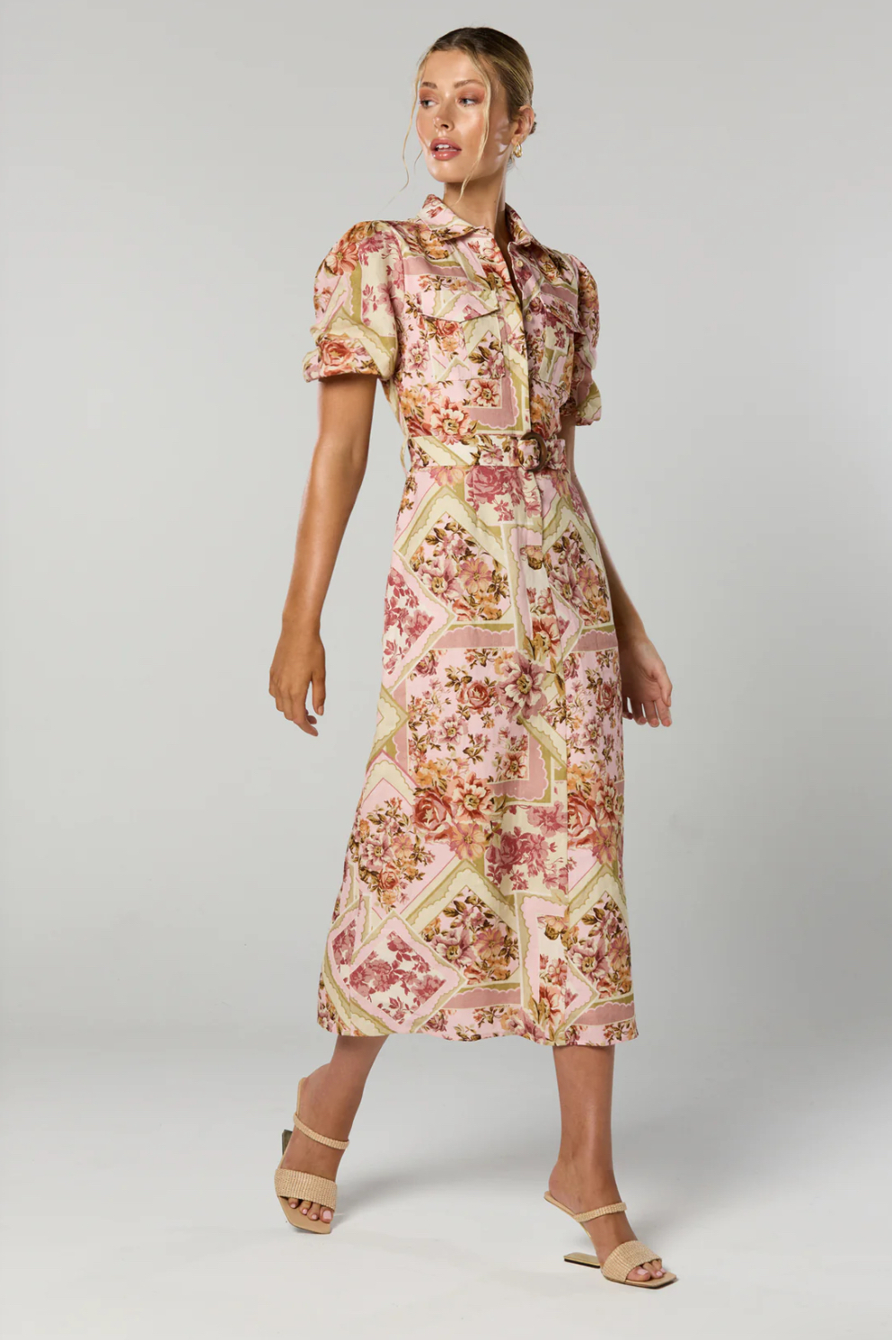 Vaughn Belted Dress. Vintage Floral Print. 