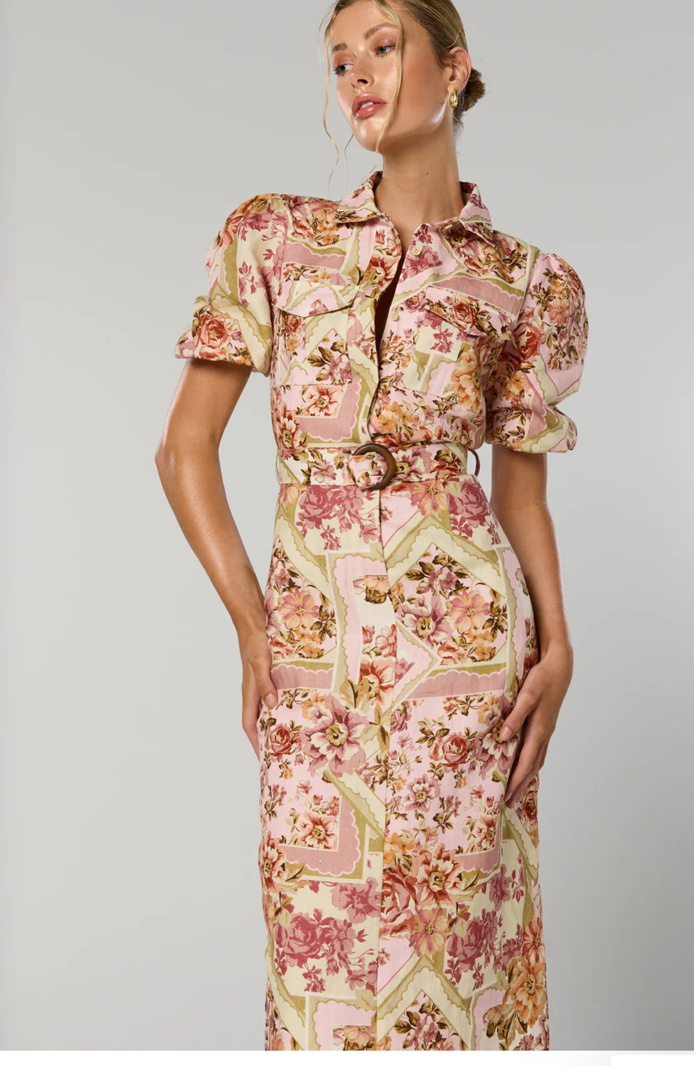 Vaughn Belted Dress. Vintage Floral Print. 