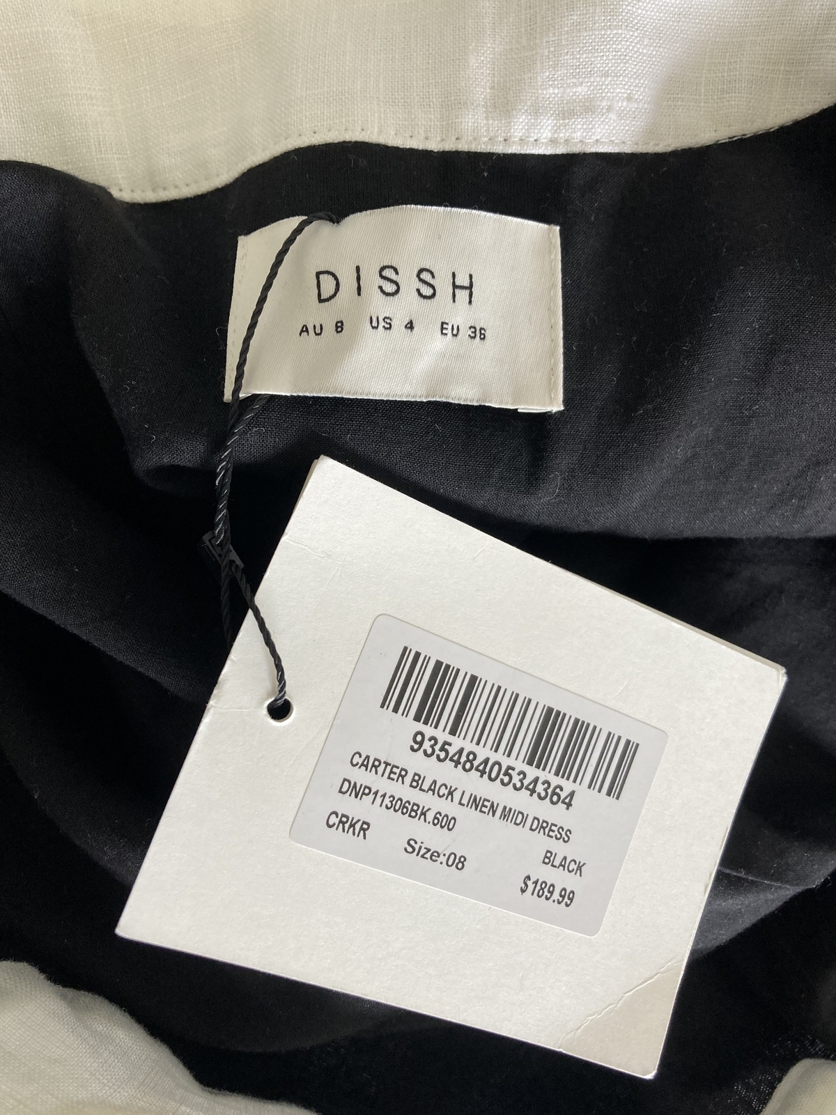 “CARTER” LINEN DRESS, SIZE 8 (BNWT)