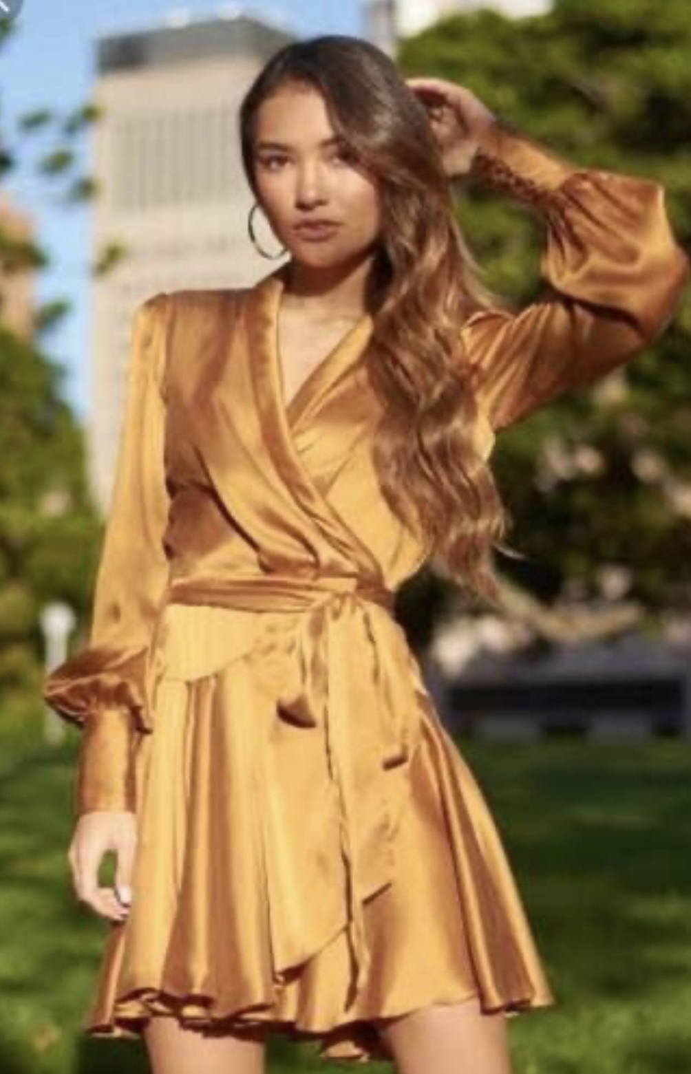 Mustard silk wrap mini