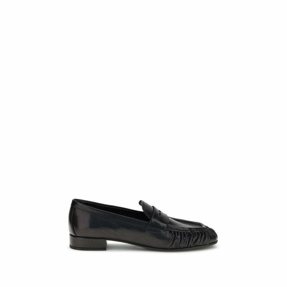 Leather Loafers with Tapered Silhouette and Block Heel - Black / 38 EU