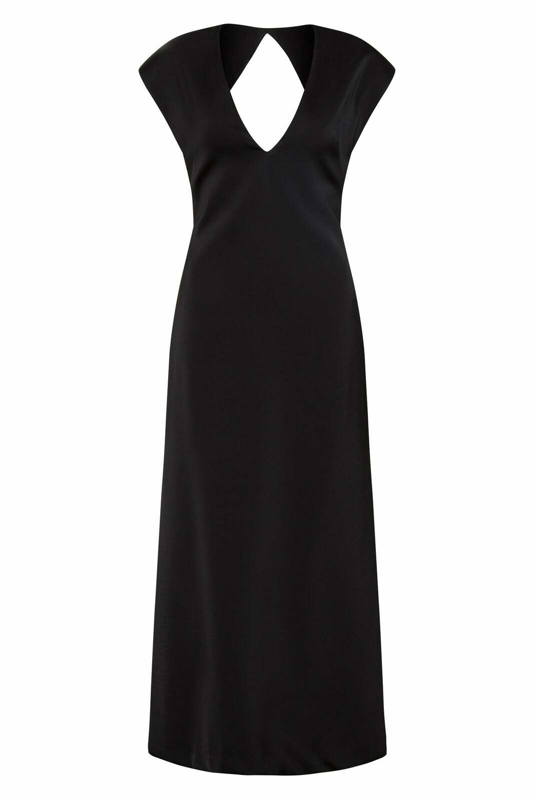 BLACK SATIN CREPE PRESSON DRESS