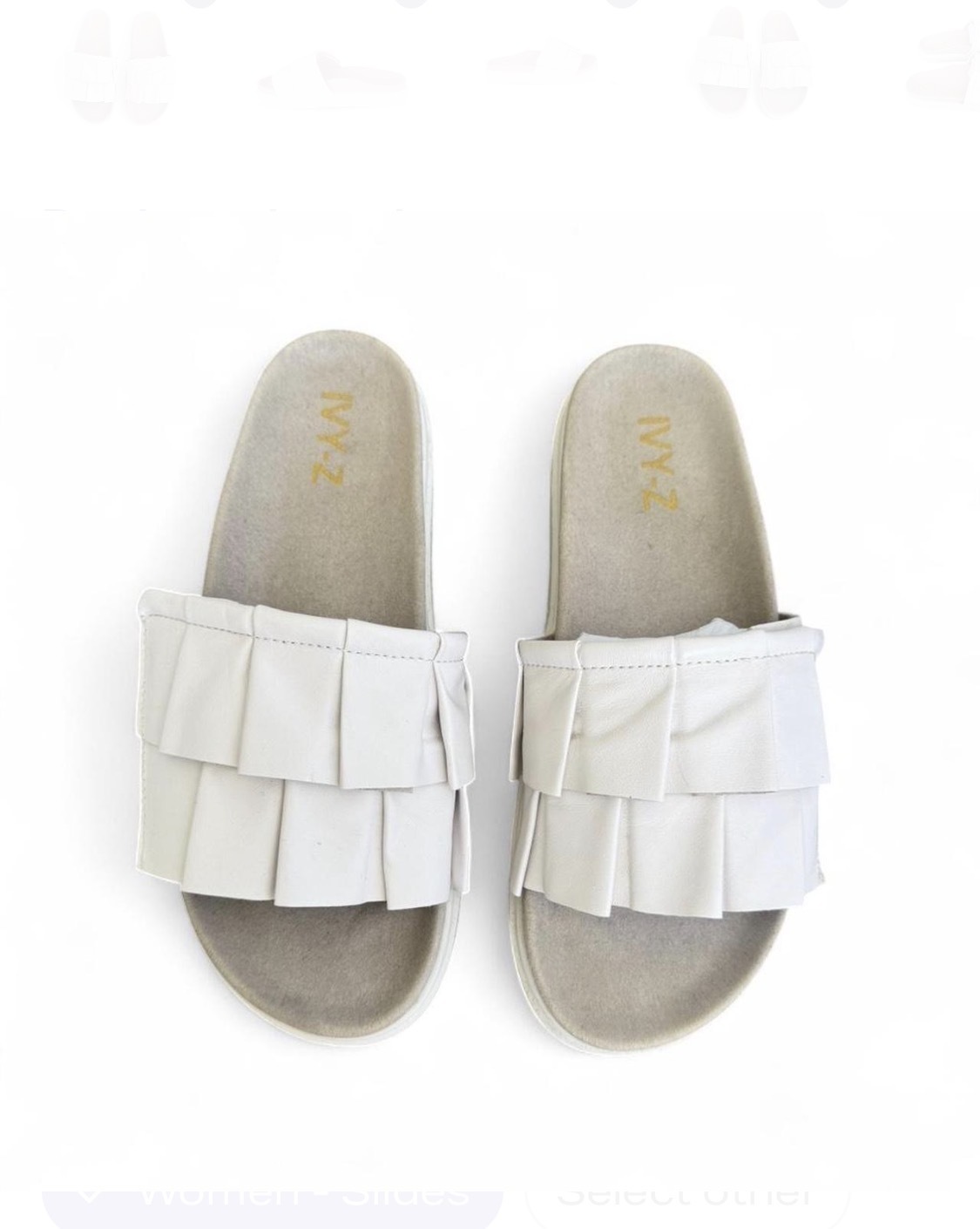 FRILLS White Leather Slides