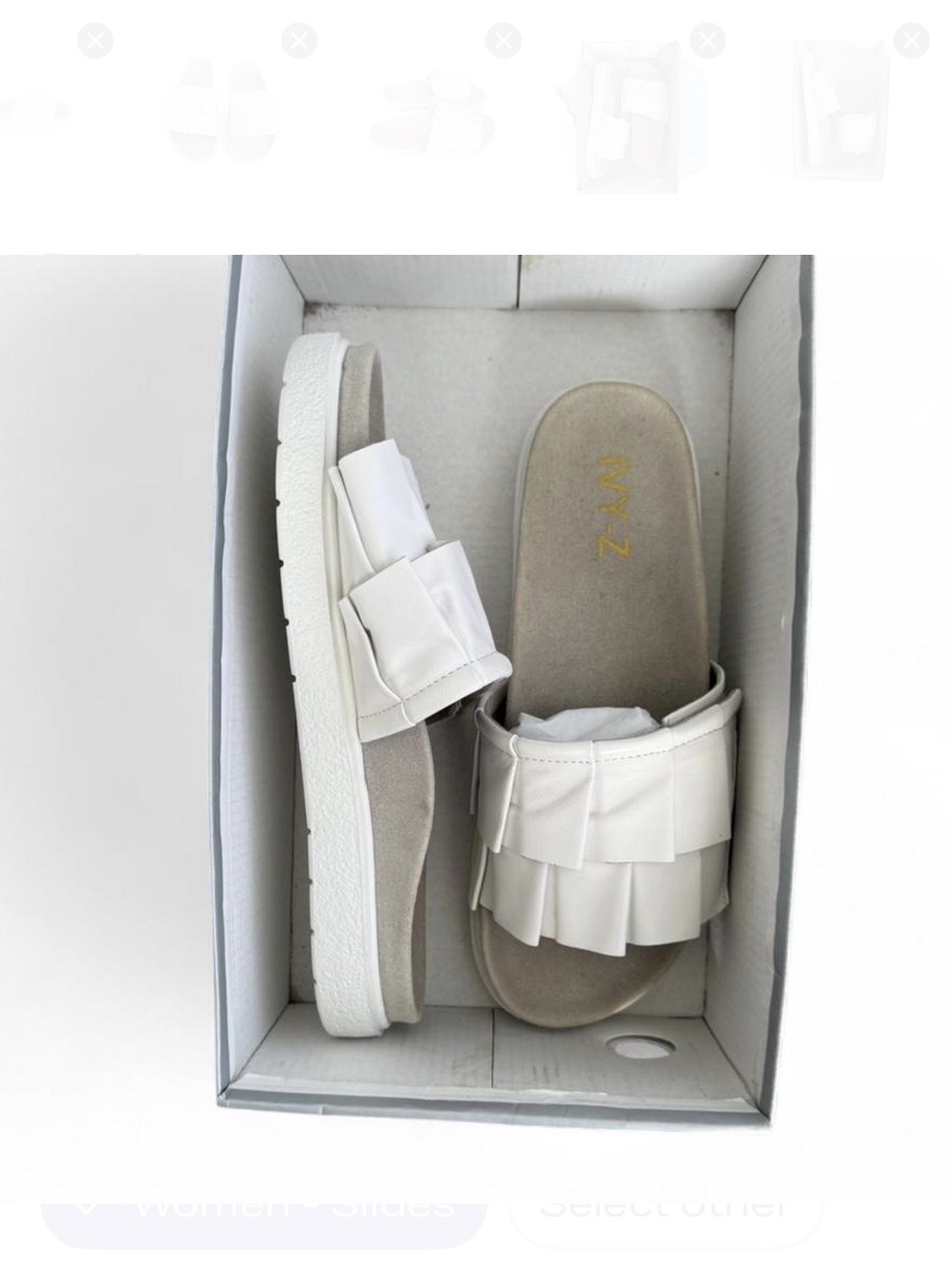 FRILLS White Leather Slides