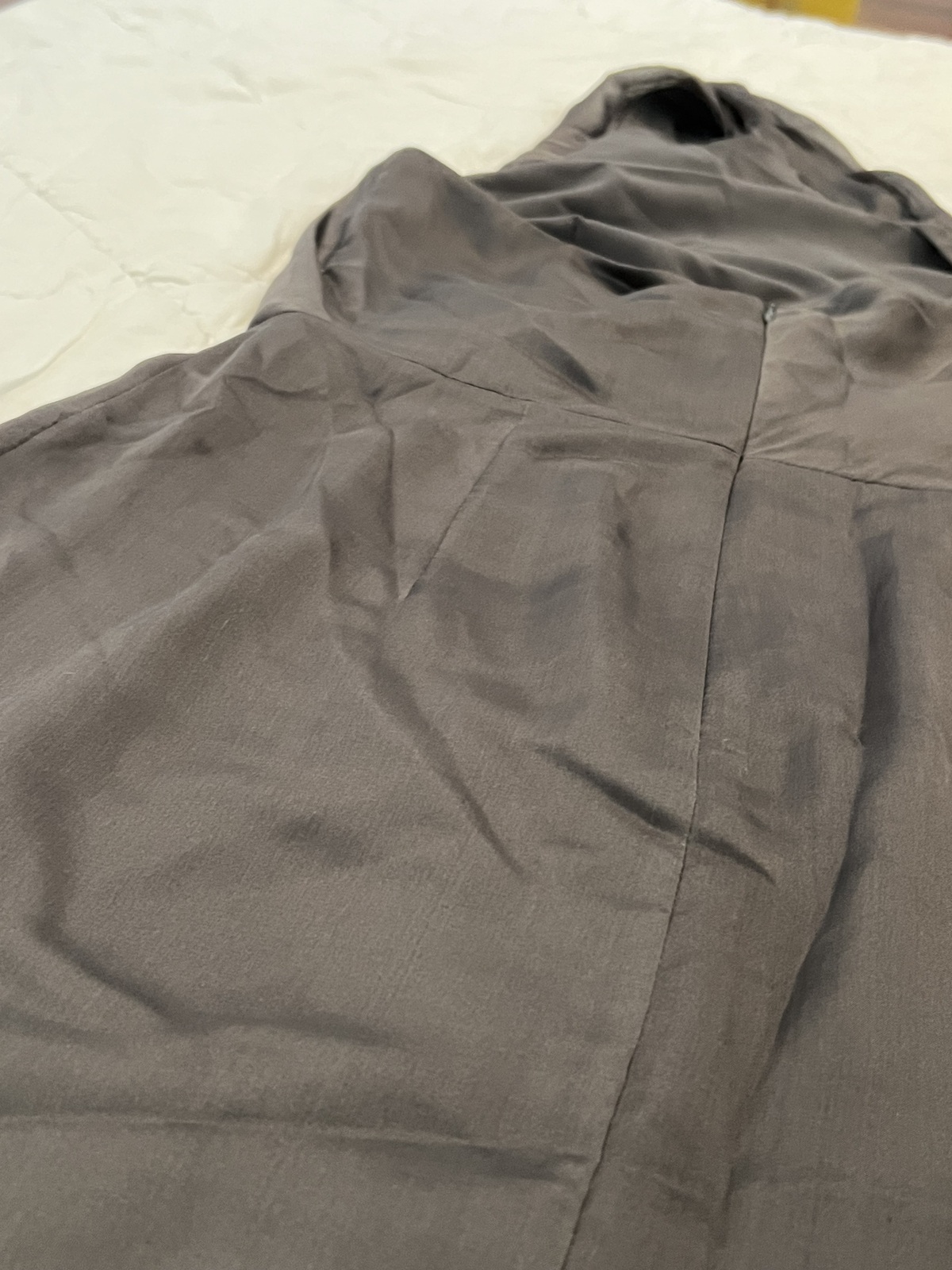 Silk Chifon Slate Grey Knee-Length Asymmetrical Halter