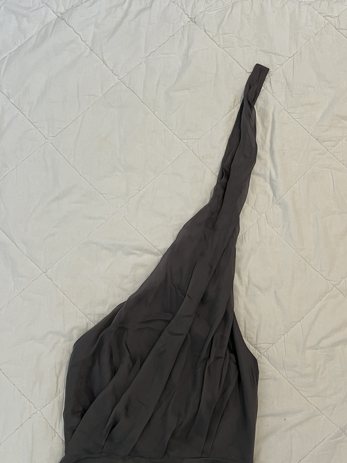 Silk Chifon Slate Grey Knee-Length Asymmetrical Halter