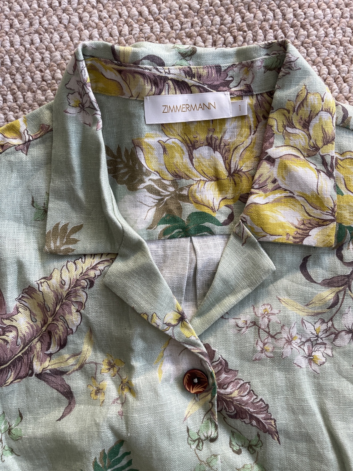 Floral-print linen shirt