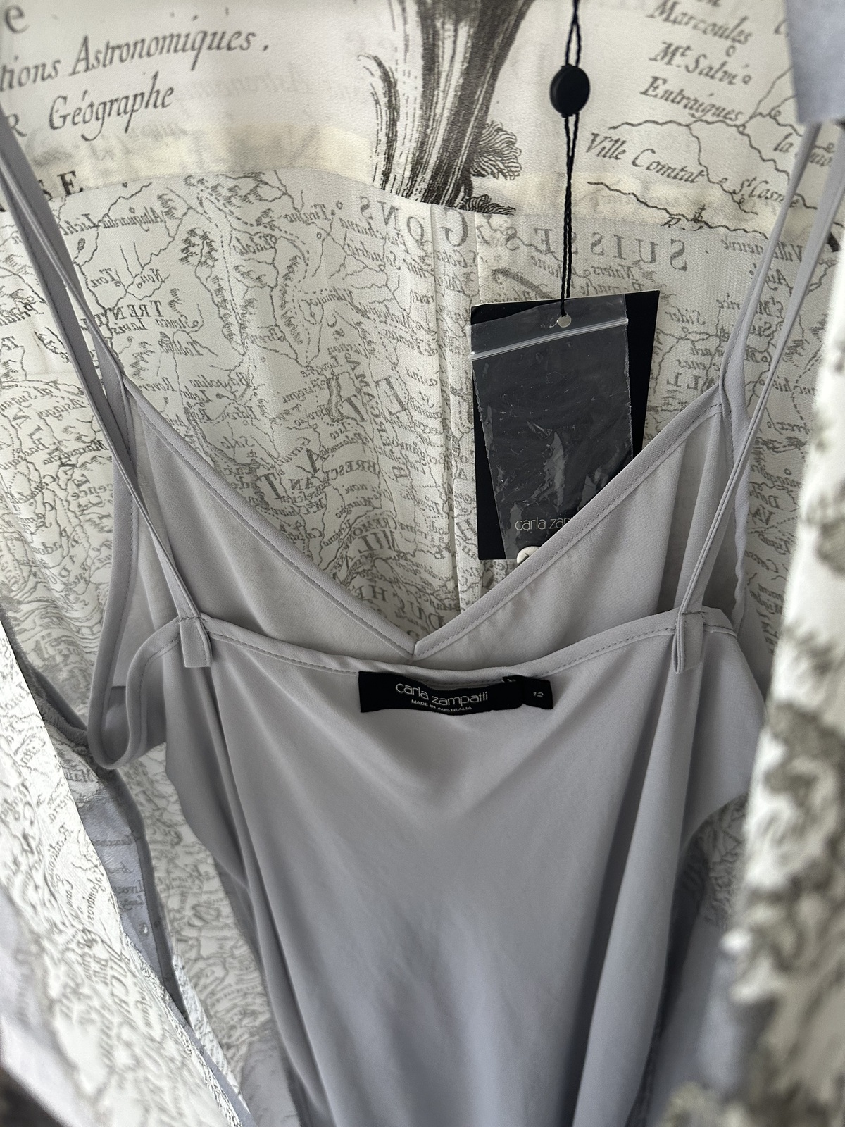 never worn silver italia dress With tags. Belt, slip included