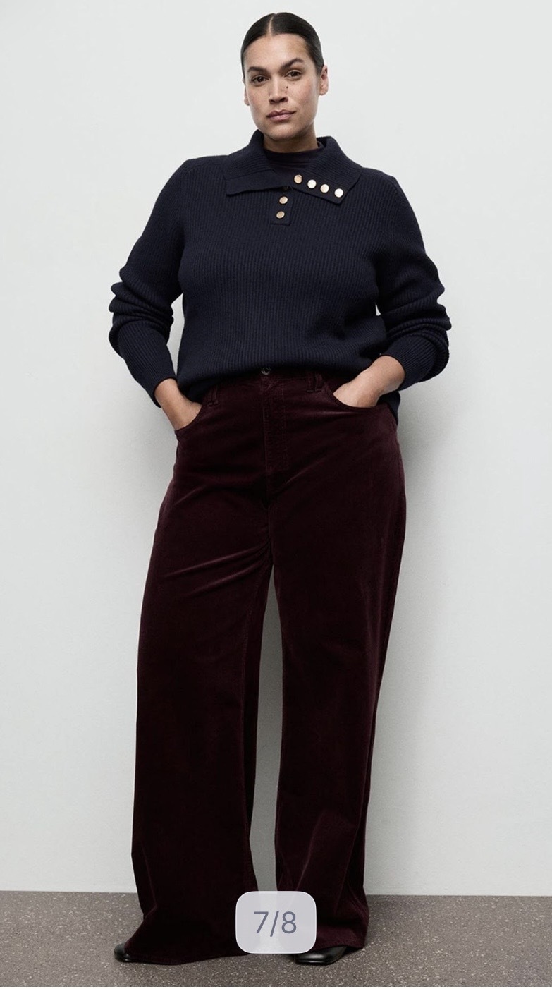 wide-leg corduroy jeans in Dark Red