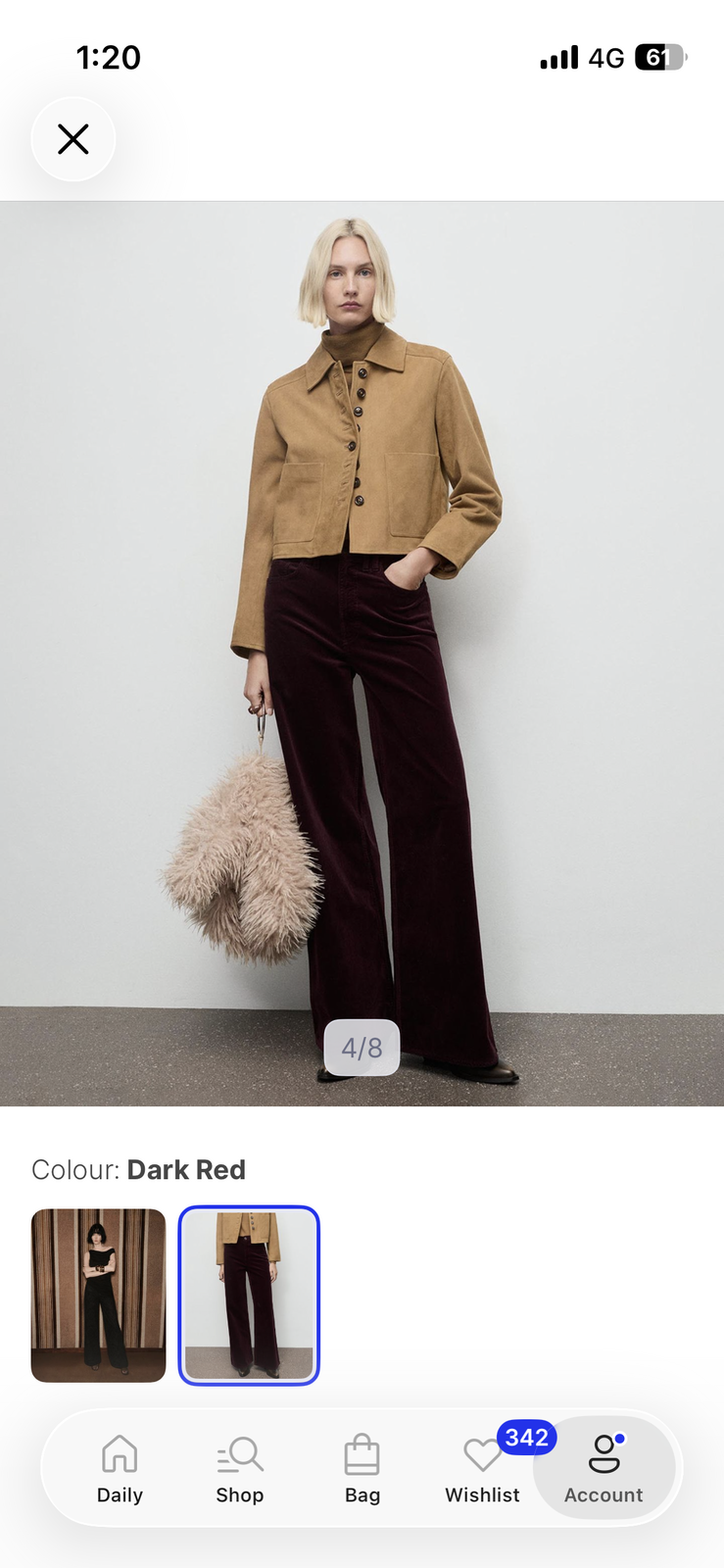 wide-leg corduroy jeans in Dark Red
