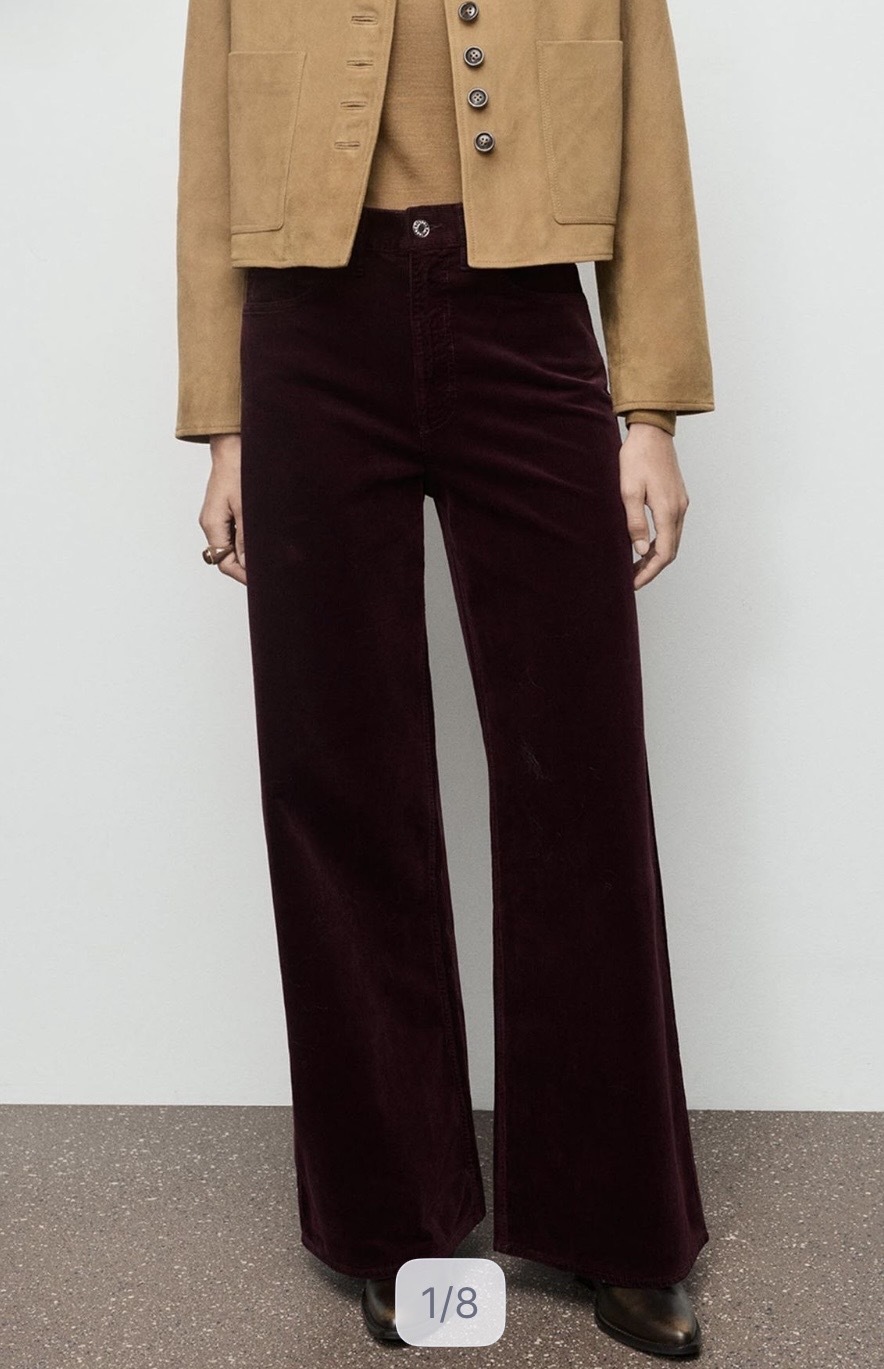 wide-leg corduroy jeans in Dark Red