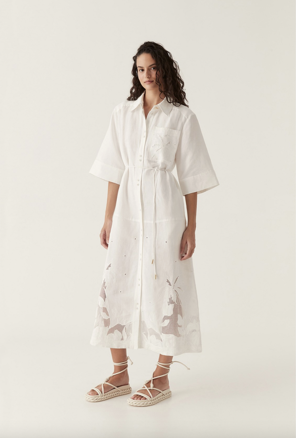 Agua embroidered shirtdress / Size 12AU / Pristine Condition