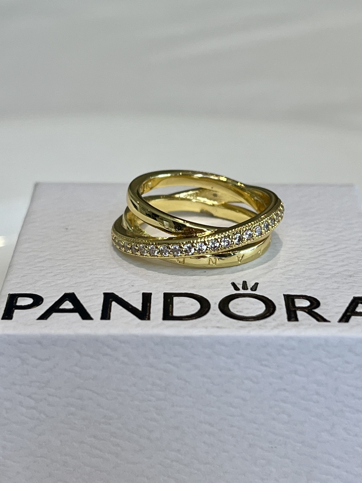 CROSS OVER PAVÈ TRIPLE BAND RING SIZE 54 - RRP $219 - INNC