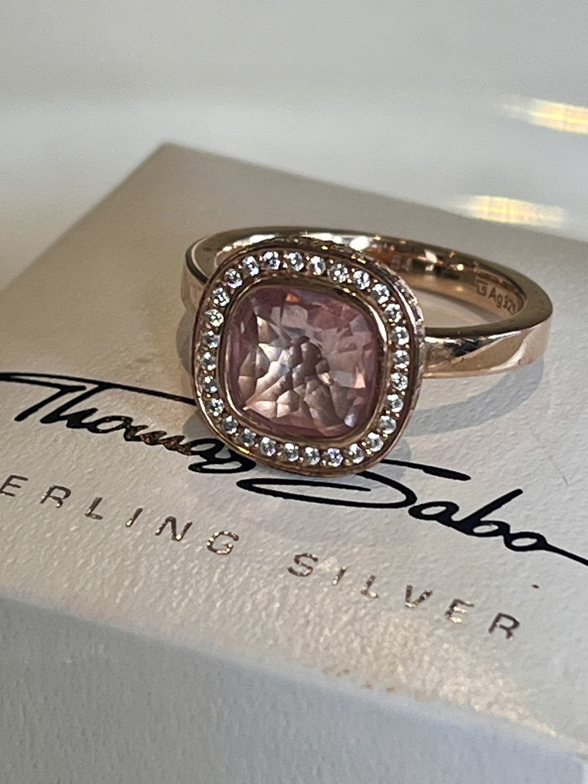 PINK COSMO RING 54-18K ROSE GOLD PLATED WITH PINK CZ - RRP $339