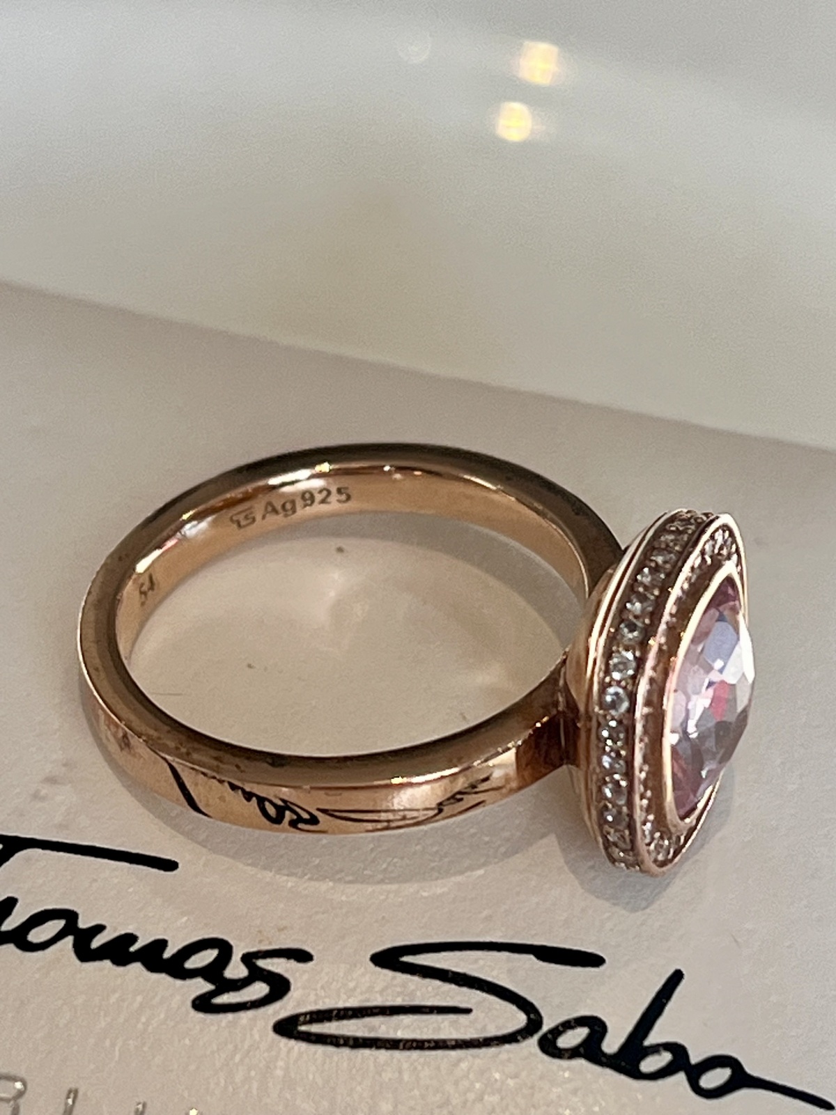 PINK COSMO RING 54-18K ROSE GOLD PLATED WITH PINK CZ - RRP $339