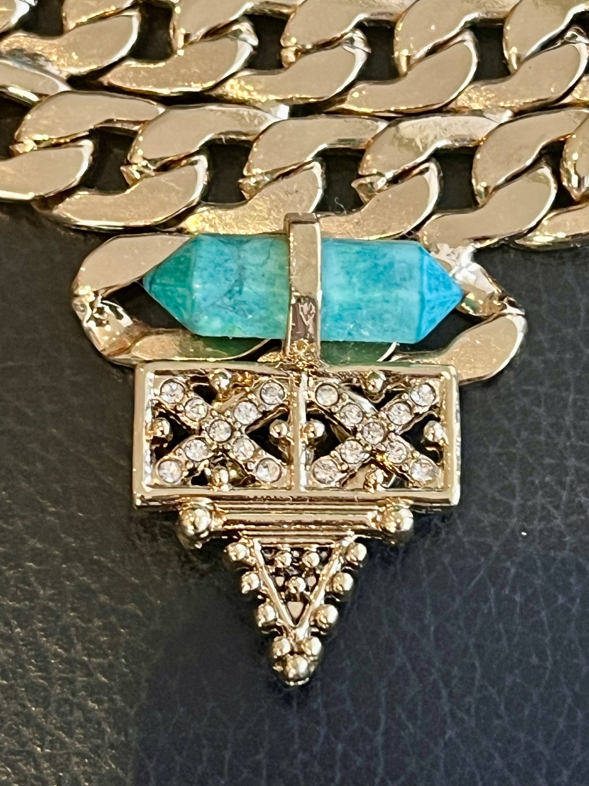 SIAM NIGHTS COLLAR NECKLACE GOLD WITH TURQUOISE & CRYSTALS